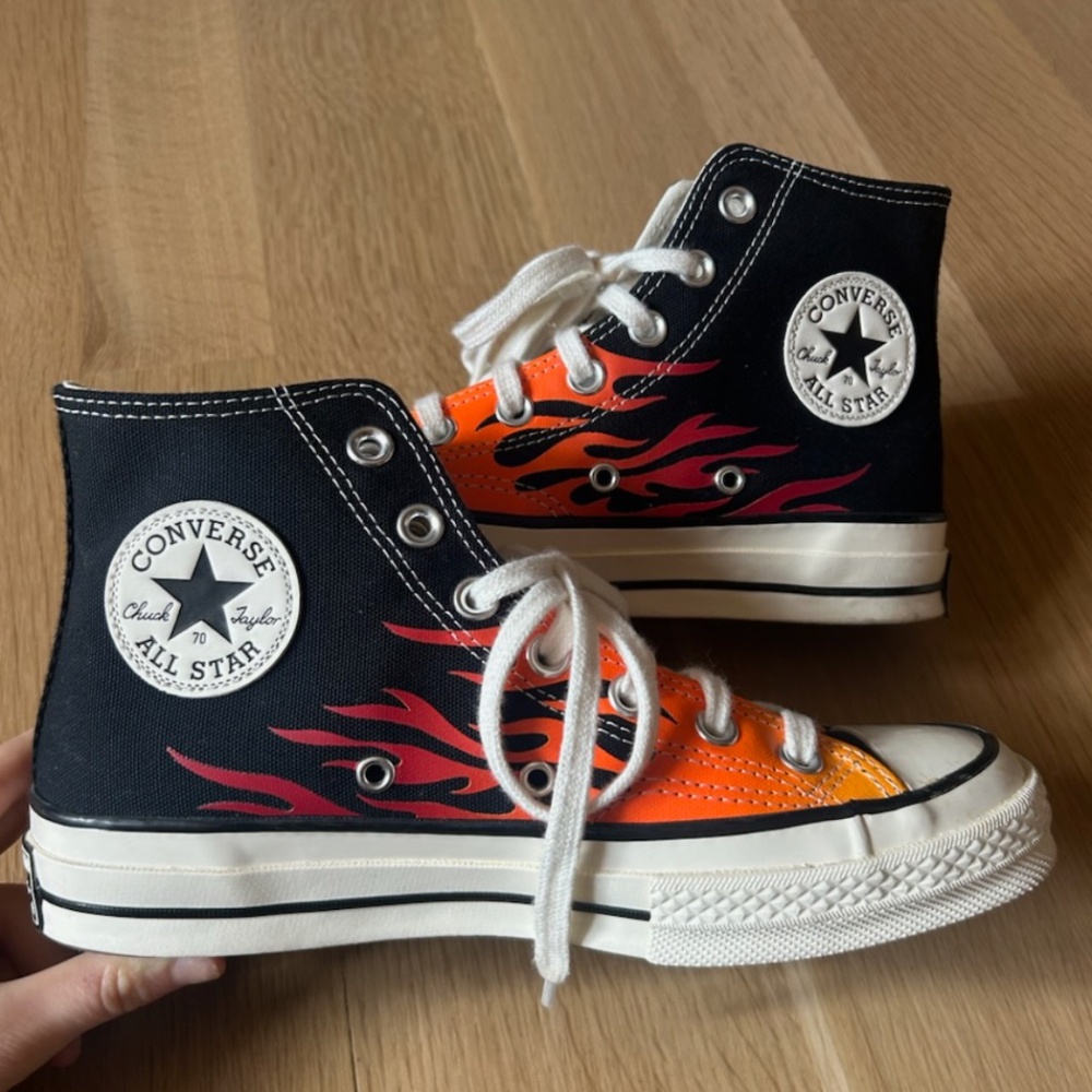 Converse Chuck 70 sneaker in black with fire detail